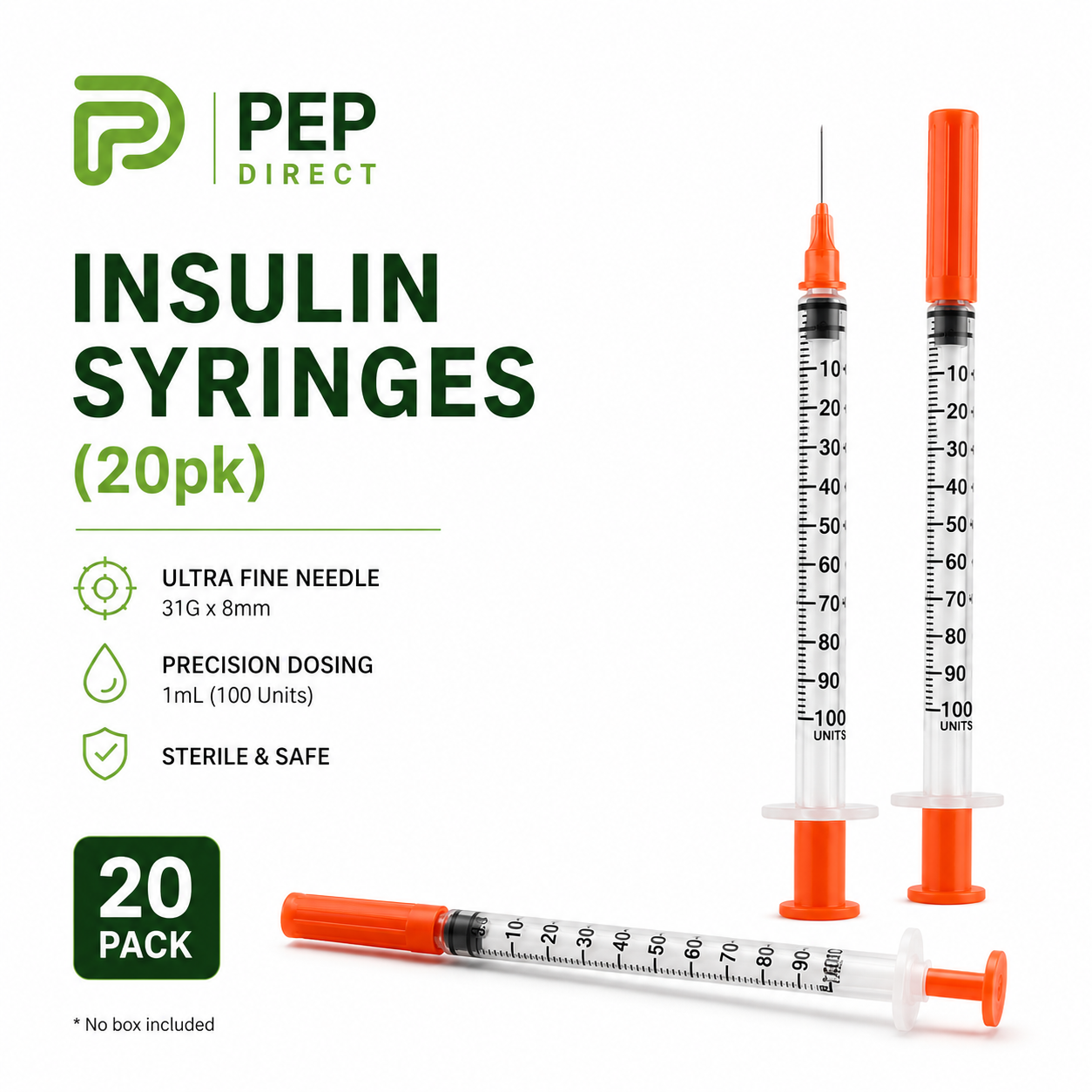 Insulin Syringes 20 pack research peptide vial